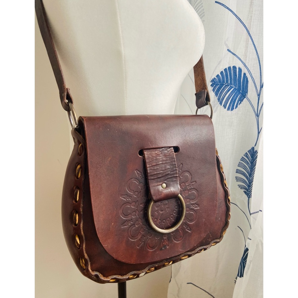 70s Vintage Boho Leather Bag - Picture 2 of 10